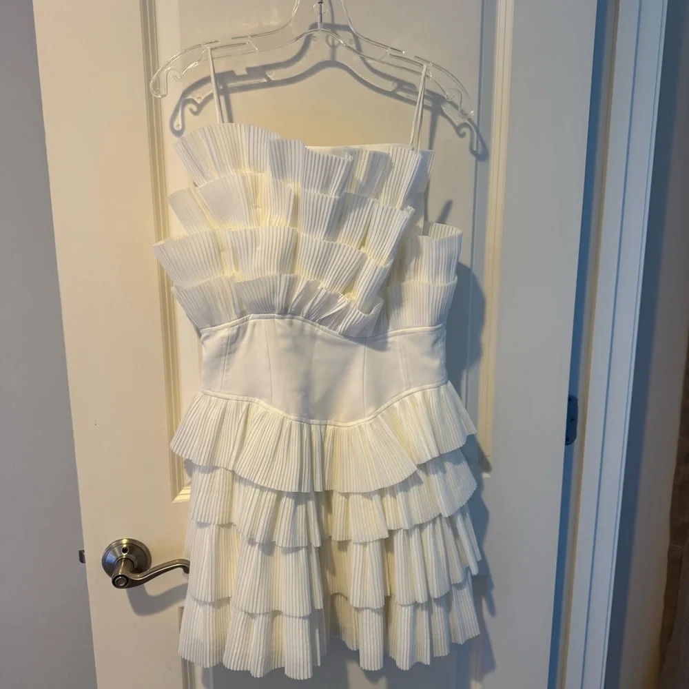 Acler Tremore Mini Dress in Ivory | Size 6 - Picture 4 of 8